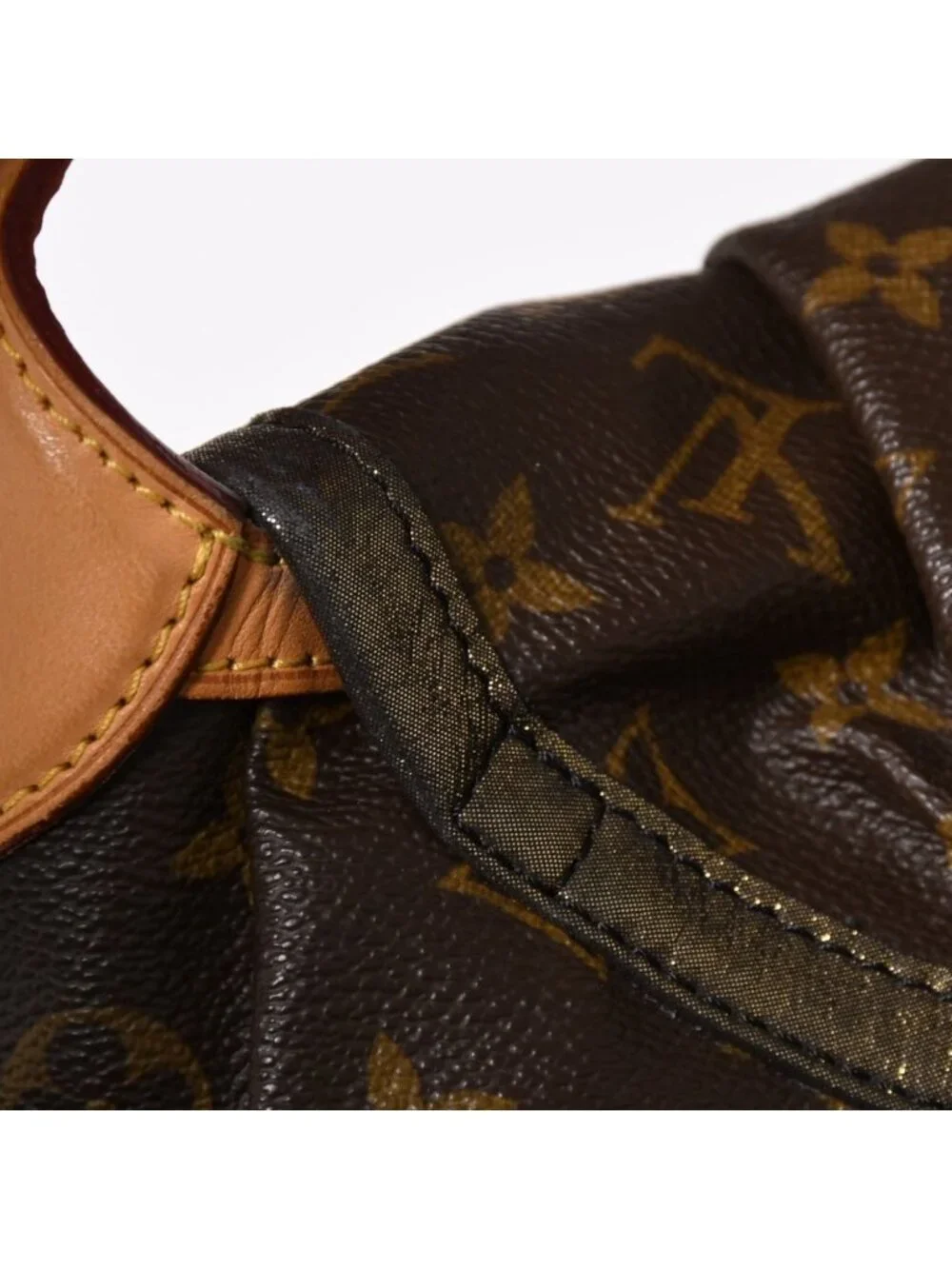 Louis Vuitton Monogram Kalahari PM Handbag Canvas Vachetta Leather Drawstring